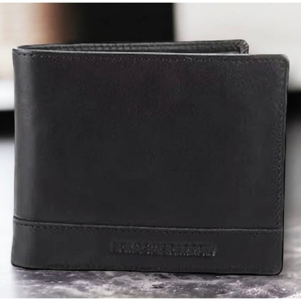 Spikes and Sparrow Alexander Black Leather RFID Billfold Credit Card Wallet